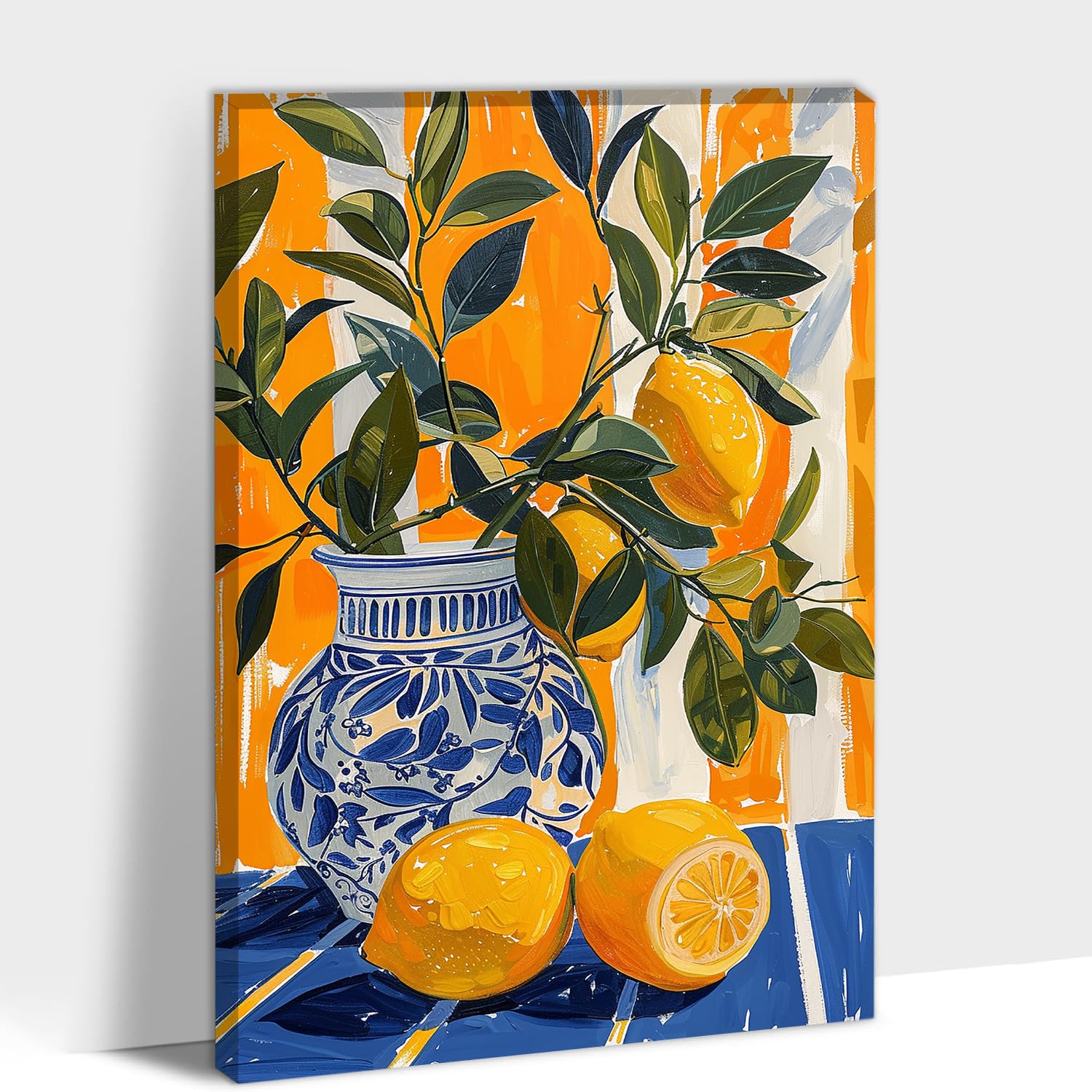 Amazon.com: Lemon Wall Art, Oranges Poster & Blue White Vase
